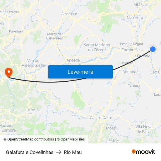 Galafura e Covelinhas to Rio Mau map