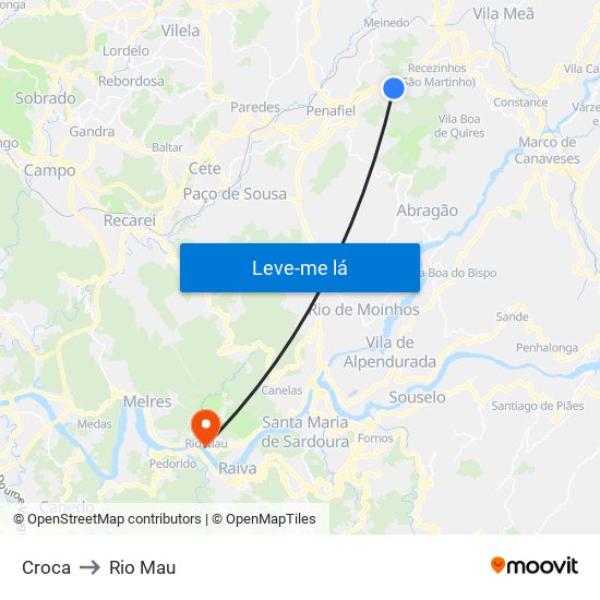 Croca to Rio Mau map