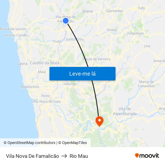 Vila Nova De Famalicão to Rio Mau map