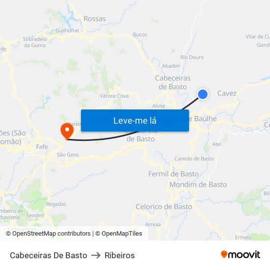 Cabeceiras De Basto to Ribeiros map
