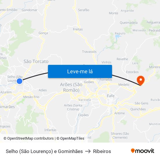 Selho (São Lourenço) e Gominhães to Ribeiros map