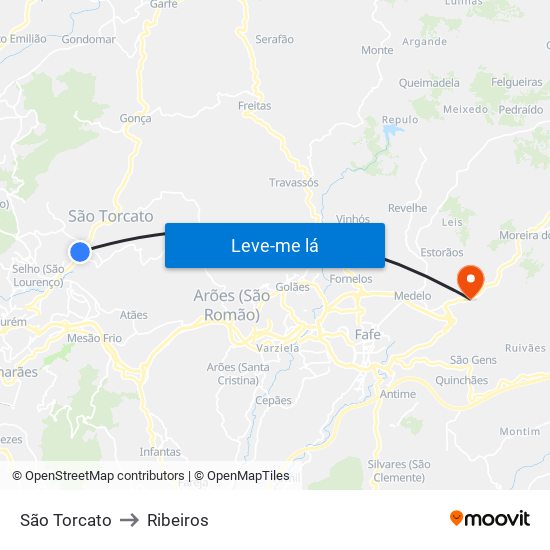 São Torcato to Ribeiros map