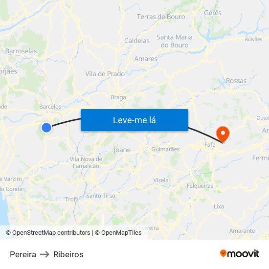 Pereira to Ribeiros map