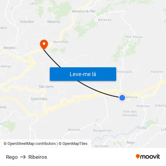 Rego to Ribeiros map