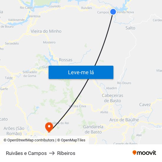 Ruivães e Campos to Ribeiros map