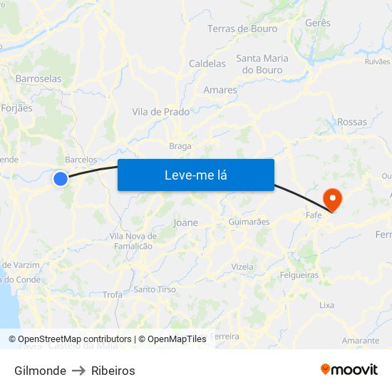 Gilmonde to Ribeiros map