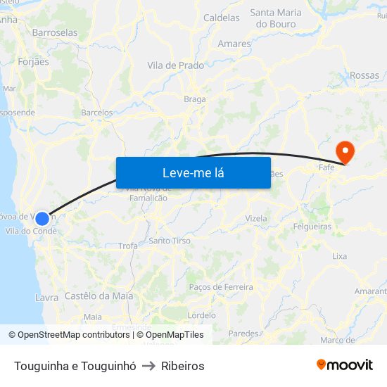 Touguinha e Touguinhó to Ribeiros map