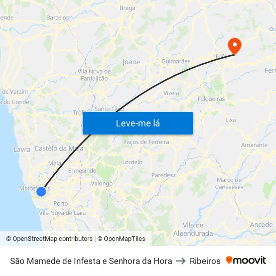 São Mamede de Infesta e Senhora da Hora to Ribeiros map