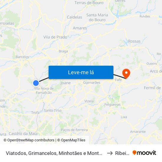 Viatodos, Grimancelos, Minhotães e Monte de Fralães to Ribeiros map