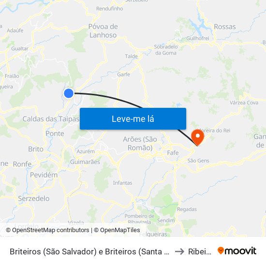 Briteiros (São Salvador) e Briteiros (Santa Leocádia) to Ribeiros map