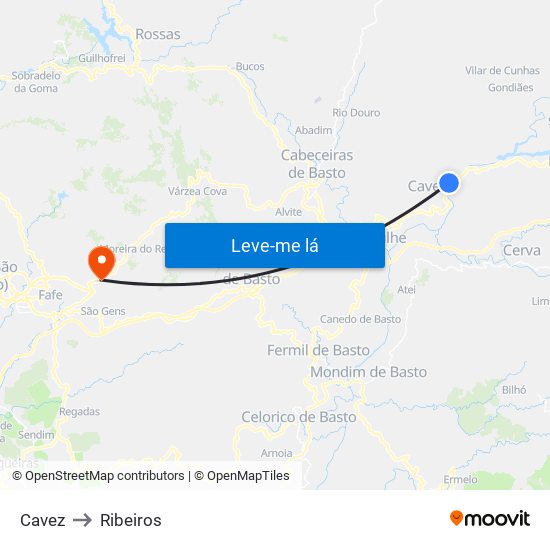 Cavez to Ribeiros map