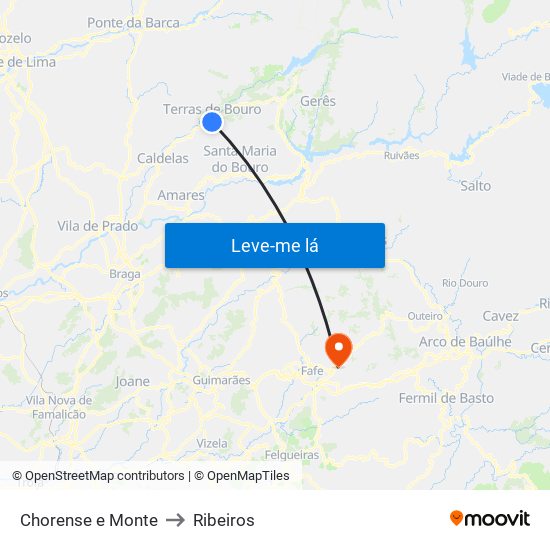 Chorense e Monte to Ribeiros map