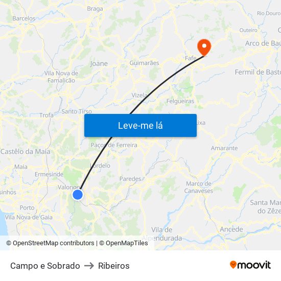 Campo e Sobrado to Ribeiros map