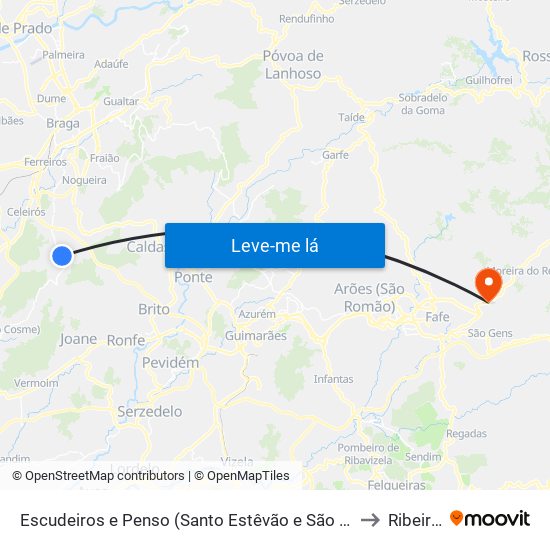 Escudeiros e Penso (Santo Estêvão e São Vicente) to Ribeiros map