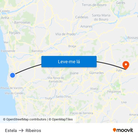 Estela to Ribeiros map