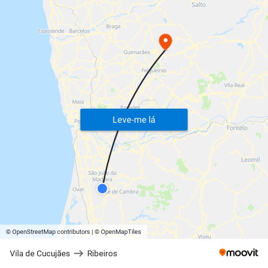 Vila de Cucujães to Ribeiros map