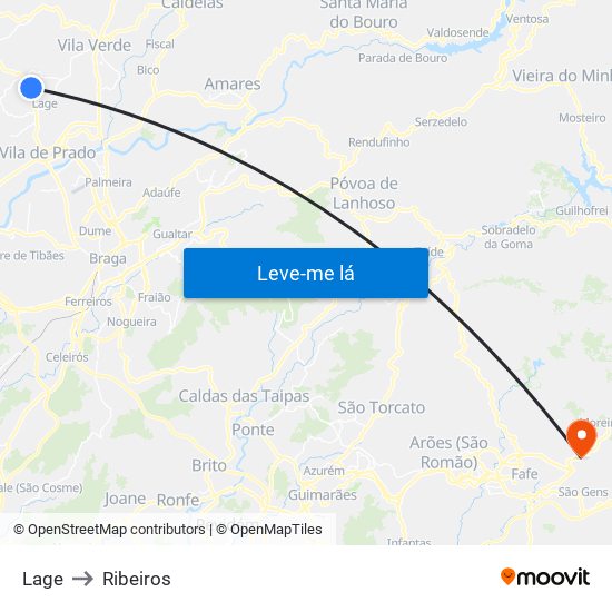 Lage to Ribeiros map