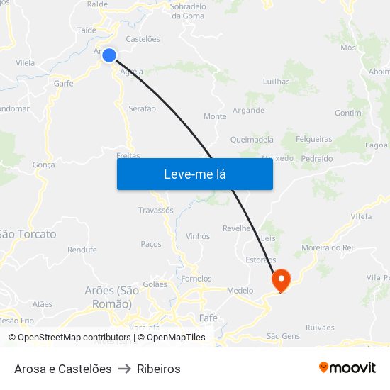 Arosa e Castelões to Ribeiros map