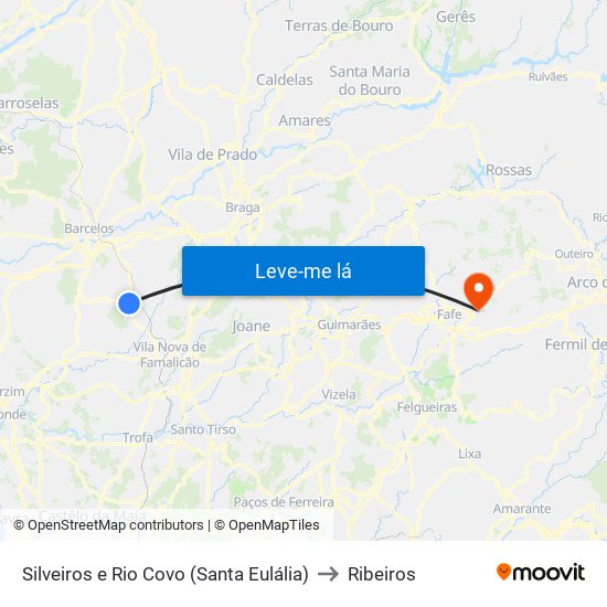 Silveiros e Rio Covo (Santa Eulália) to Ribeiros map