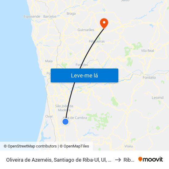 Oliveira de Azeméis, Santiago de Riba-Ul, Ul, Macinhata da Seixa e Madail to Ribeiros map