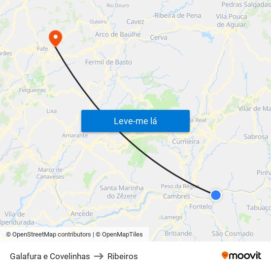 Galafura e Covelinhas to Ribeiros map