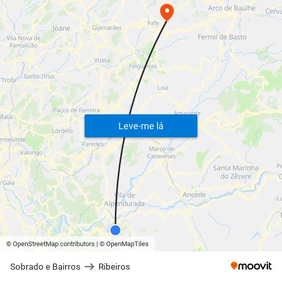 Sobrado e Bairros to Ribeiros map