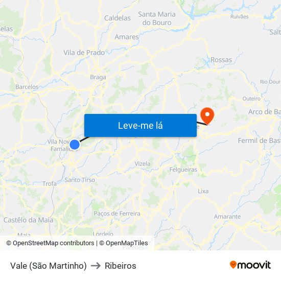 Vale (São Martinho) to Ribeiros map