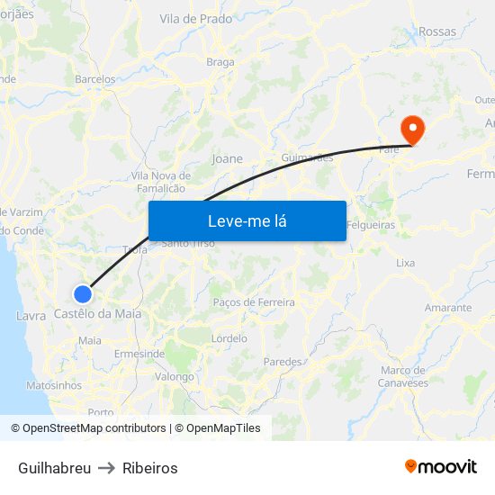 Guilhabreu to Ribeiros map