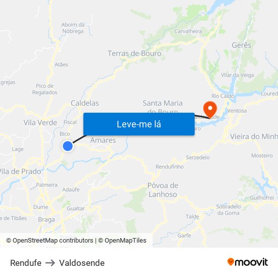 Rendufe to Valdosende map