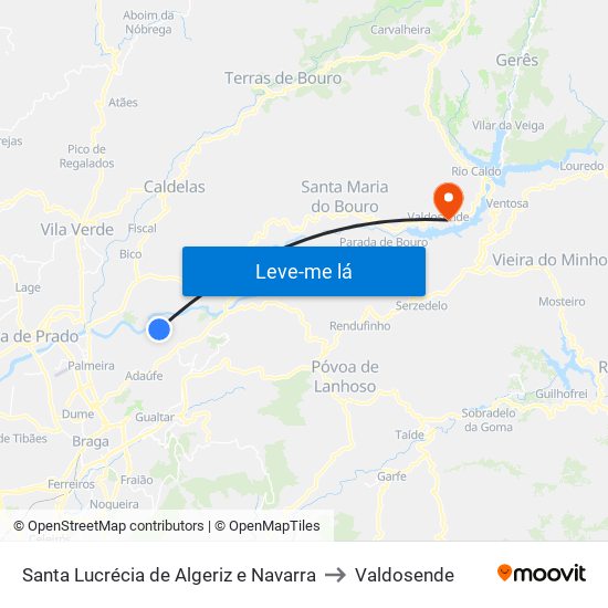 Santa Lucrécia de Algeriz e Navarra to Valdosende map