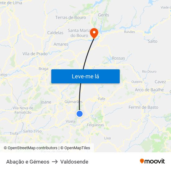 Abação e Gémeos to Valdosende map