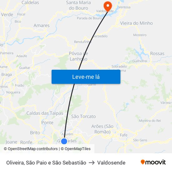 Oliveira, São Paio e São Sebastião to Valdosende map