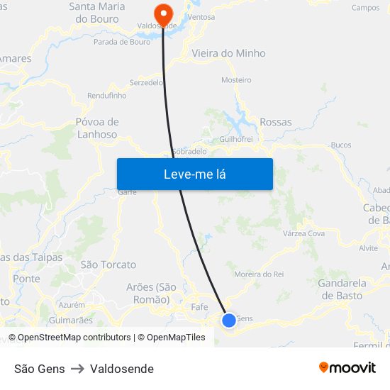 São Gens to Valdosende map