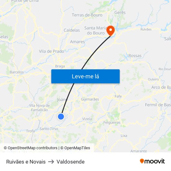 Ruivães e Novais to Valdosende map