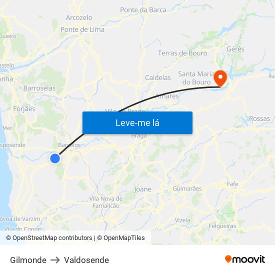 Gilmonde to Valdosende map