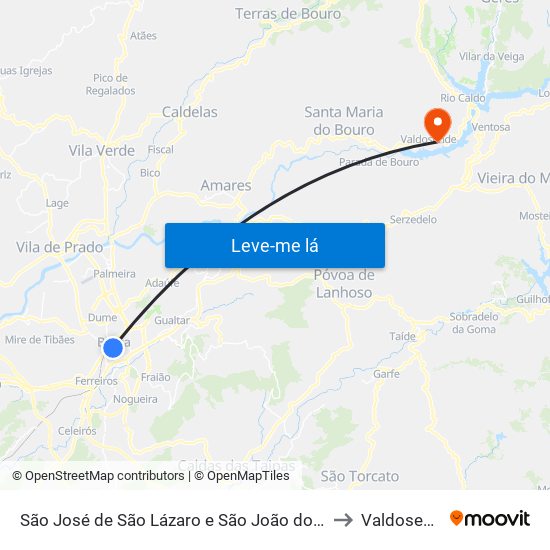 São José de São Lázaro e São João do Souto to Valdosende map