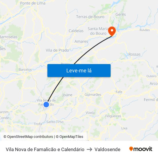 Vila Nova de Famalicão e Calendário to Valdosende map