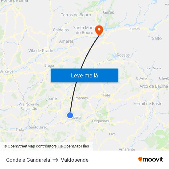 Conde e Gandarela to Valdosende map