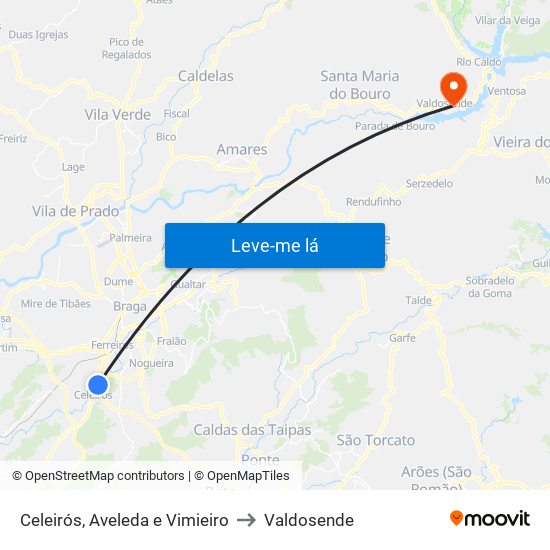 Celeirós, Aveleda e Vimieiro to Valdosende map