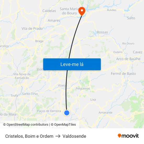 Cristelos, Boim e Ordem to Valdosende map