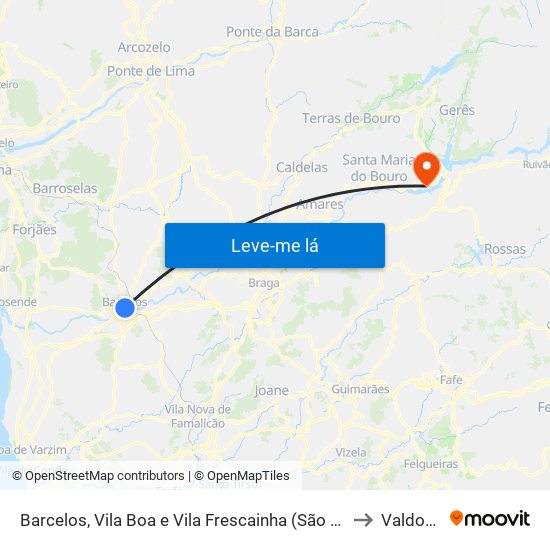 Barcelos, Vila Boa e Vila Frescainha (São Martinho e São Pedro) to Valdosende map