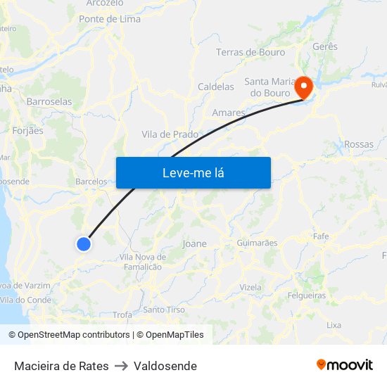 Macieira de Rates to Valdosende map