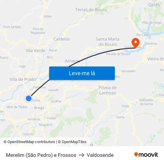 Merelim (São Pedro) e Frossos to Valdosende map