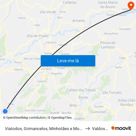 Viatodos, Grimancelos, Minhotães e Monte de Fralães to Valdosende map