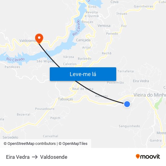 Eira Vedra to Valdosende map