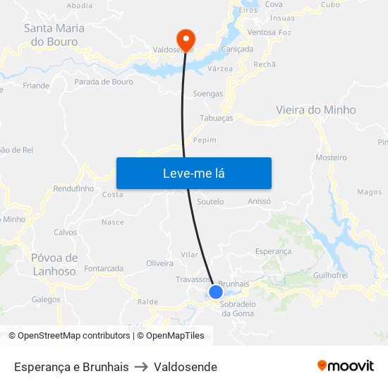 Esperança e Brunhais to Valdosende map