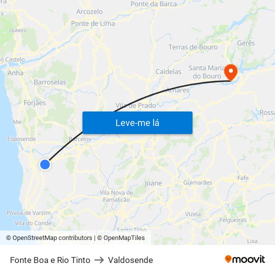 Fonte Boa e Rio Tinto to Valdosende map