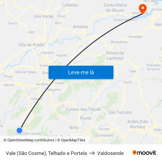 Vale (São Cosme), Telhado e Portela to Valdosende map