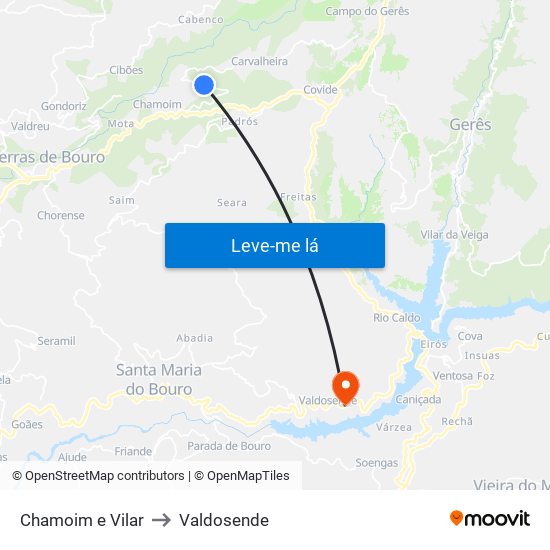 Chamoim e Vilar to Valdosende map