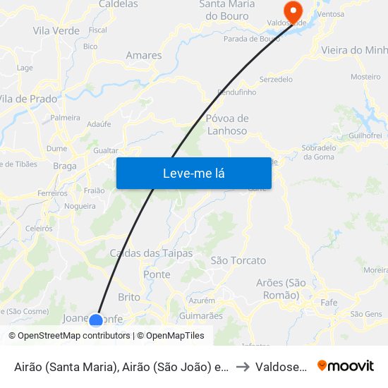 Airão (Santa Maria), Airão (São João) e Vermil to Valdosende map